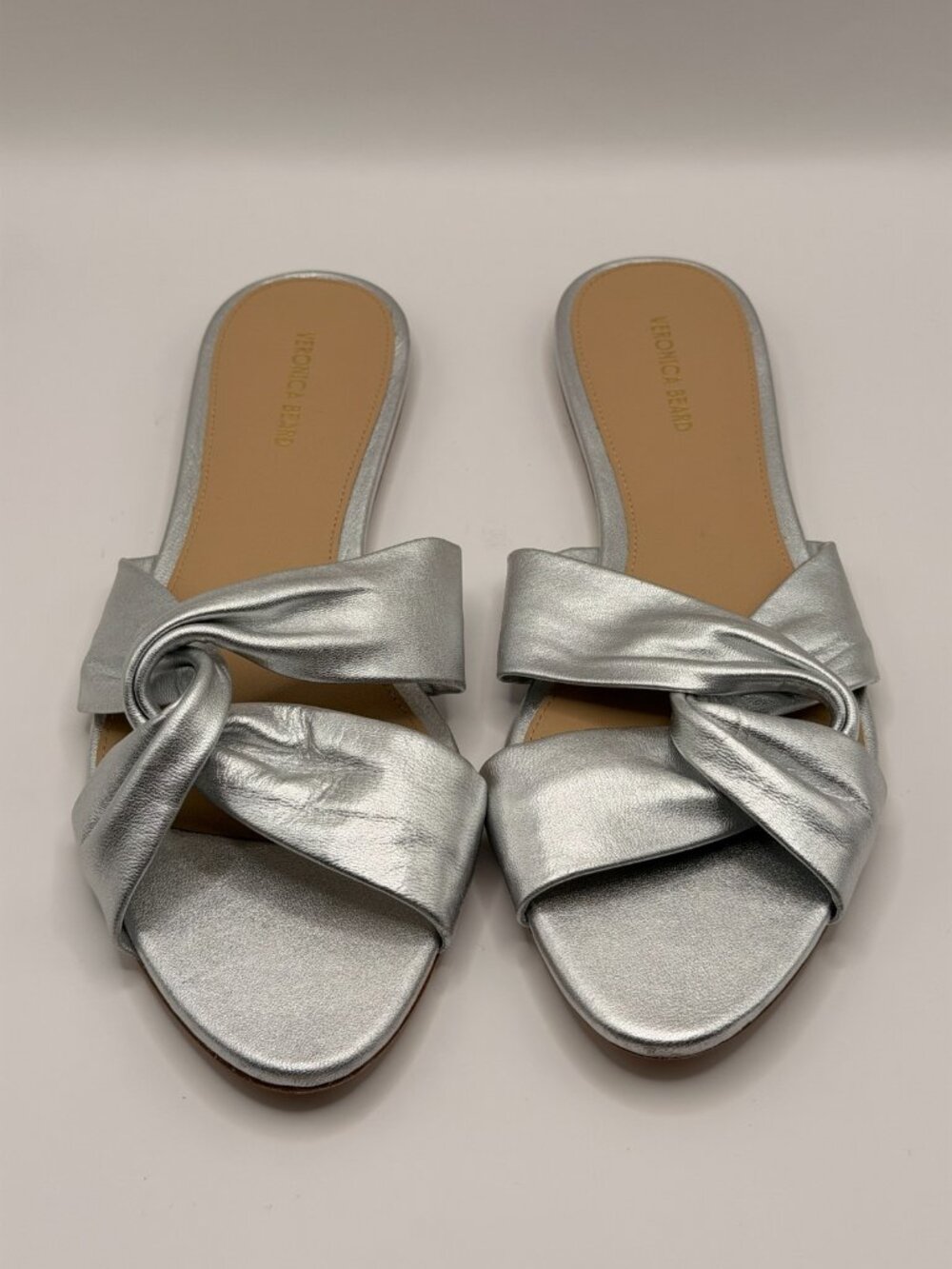 Veronica Beard Womens Seraphina Silver Leather Sandals Sz 10
